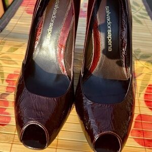 Salvador Sapena Women's Leather Peep Toe Pumps - 37 1/2 (Size 7)
